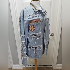 Animal Floral Themed Size XXL Jean Jacket